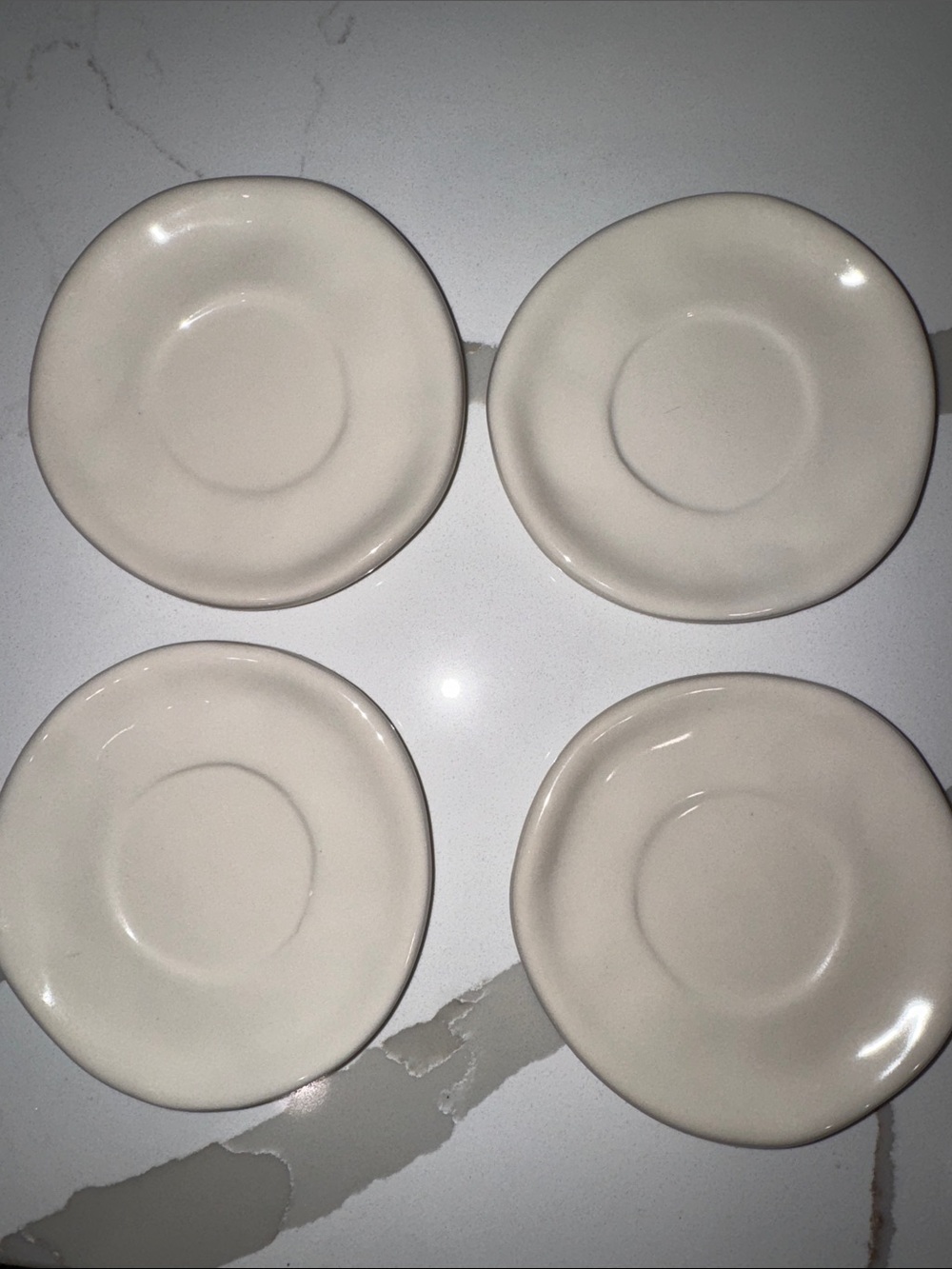 Rae Dunn Cream Ceramic Appetizer Saucer Set of 4